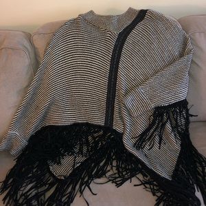 Mock neck poncho with sleeves